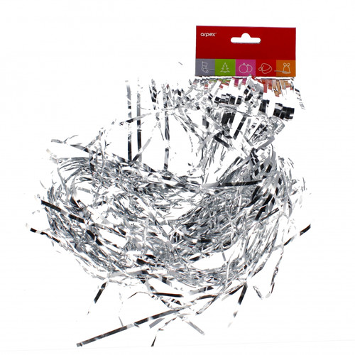 Christmas Tree Tinsel Strands (Lametta), Silver, 100 cm
