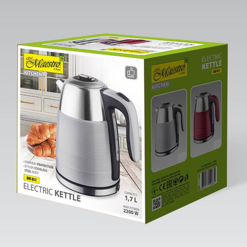Feel Maestro 1.7L Stainless Steel Electric Kettle 2200W MR-051-GREY