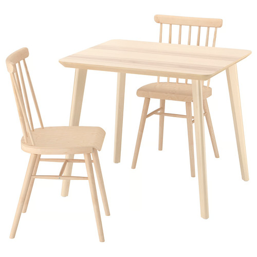 LISABO / HÖGVED Table and 2 chairs, ash veneer/birch veneer, 88 cm