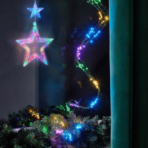 Christmas LED Decoration for Window Star, multicolour, battery-operated