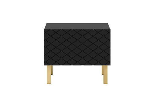 Set of 2 Nightstands Bedside Tables Scalia II 50, matt black, gold legs