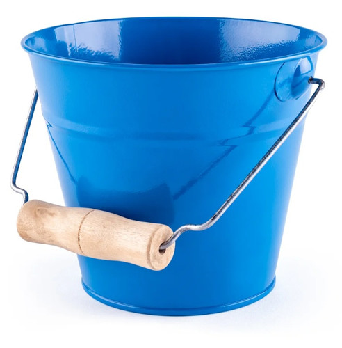 Children's Metal Garden Bucket with Wooden Handle, blue