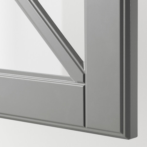 METOD Wall cabinet w glass door/crossbar., white/Bodbyn grey, 40x40 cm