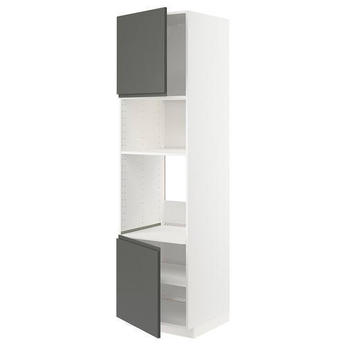 METOD Hi cb f oven/micro w 2 drs/shelves, white/Voxtorp dark grey, 60x60x220 cm