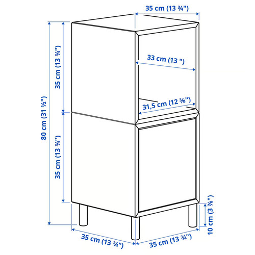 EKET Cabinet combination with legs, dark grey/walnut effect, 35x35x80 cm