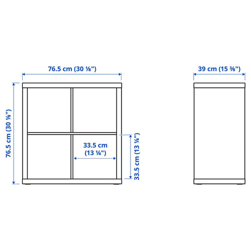 KALLAX Shelving unit, with 4 drawers white/light grey-blue wave shaped, 77x77 cm