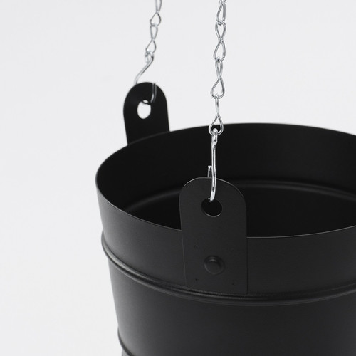 PÄRLRÖNN Hanging planter, in/outdoor/black, 15 cm