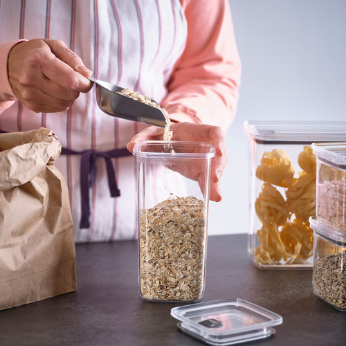 KORALLVIPPA Dry food jar with lid, set of 6, transparent