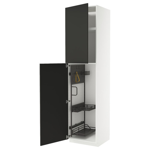 METOD High cabinet with cleaning interior, white/Nickebo matt anthracite, 60x60x240 cm