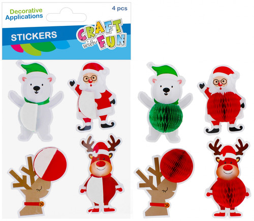 Accordion Winter Sticker Decorations, 4 pcs