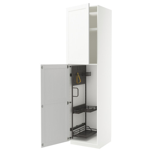 METOD High cabinet with cleaning interior, white Enköping/white wood effect, 60x60x240 cm