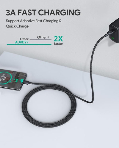Aukey Cable Quick Charge USB-C to USB-C 5Gbps 60W PD 20V CB-CC3 OEM