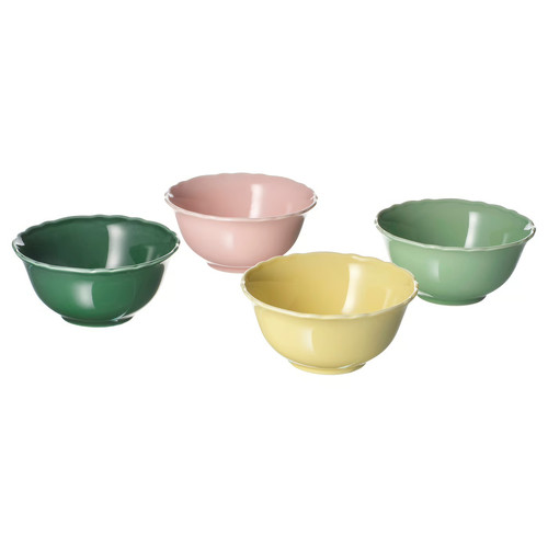 UPPLAGA Bowl, light green pink/green yellow, 13 cm