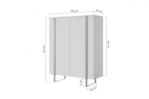 Two-Door Cabinet Verica 120 cm, charcoal/black legs