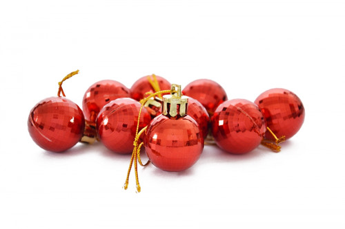 Disco Christmas Tree Bauble Ornaments, Red, Pack of 9