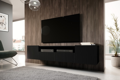 Wall-Mounted TV Cabinet Nicole 200cm, black/matt black