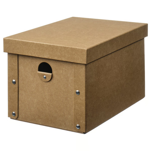 GÄRDESGÅRD Storage box with lid, natural, 18x25x16 cm