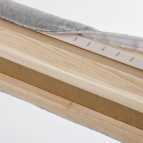 TÄRNKULLEN Upholstered bed frame, Tibbleby beige/grey/Luröy, 140x200 cm