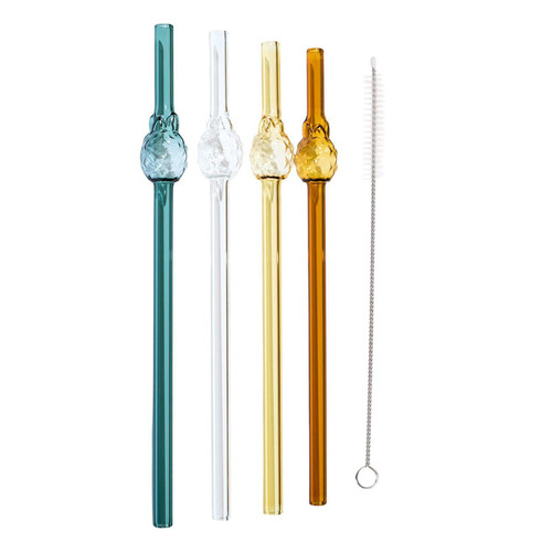 Reusable Glass Straw Set (4 Pieces)
