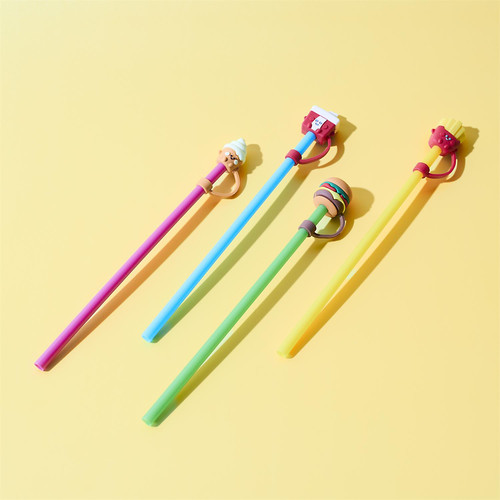 Reusable Plastic Straw Set (4 Pieces) Fast Food