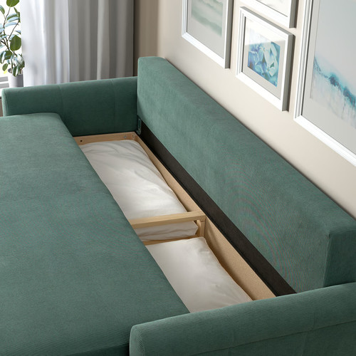 DÅNHULT 3-seat sofa-bed, Kelinge grey-turquoise