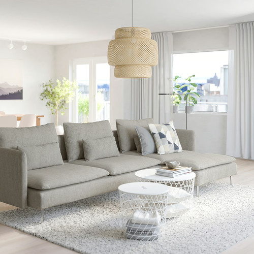 SÖDERHAMN 4-seat sofa, with chaise longue/Viarp beige/brown