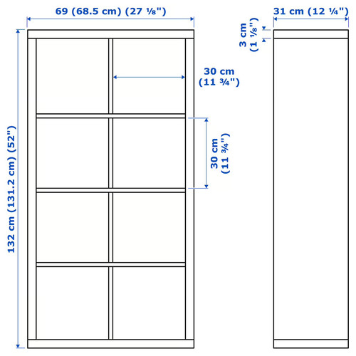 FLYSTA Shelving unit, white, 69x132 cm