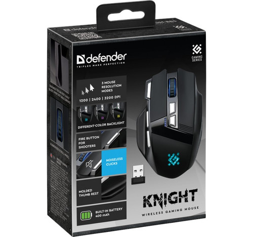 Defender Optical Wireless Gaming Mouse Knight GM-885 3200DPI 8P, black
