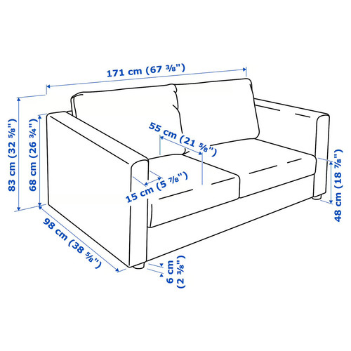 VIMLE 2-seat sofa, Hallarp grey