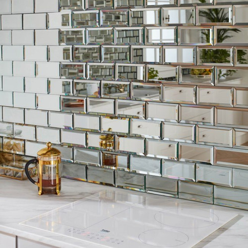 Mirror Glass Mosaic Tile Metro 29. x 29.8 cm, mirror, silver, 1pc