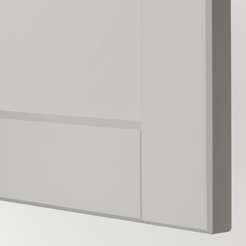 METOD Base cabinet/pull-out int fittings, white, Lerhyttan light grey, 20x60 cm