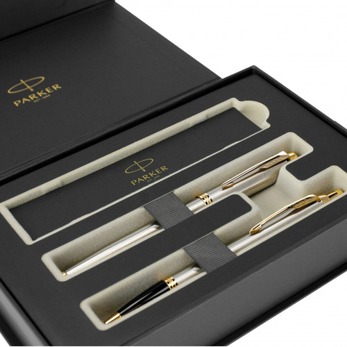 Parker Gift Set IM Steel GT - Fountain Pen & Ballpoint Pen