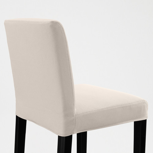 BERGMUND Bar stool with backrest, black/Hallarp beige, 62 cm