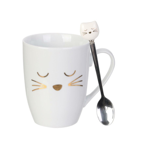 Mug with Spoon Cat 350ml