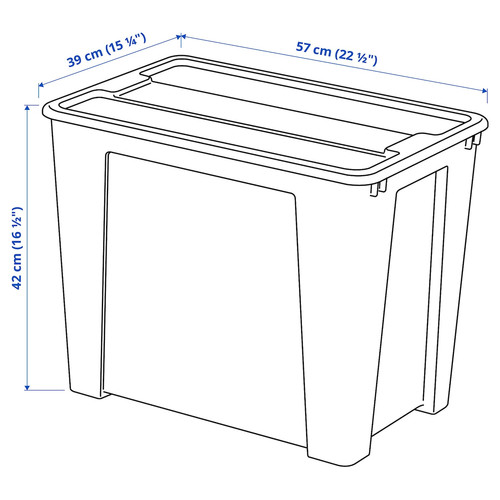 SAMLA Box with lid, transparent, 57x39x42 cm/65 l