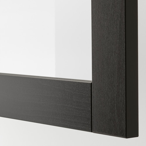 BESTÅ TV storage combination/glass doors, black-brown/Lappviken black-brown clear glass, 240x42x231 cm