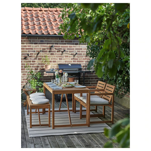 NÄMMARÖ Table, outdoor, light brown stained, 140x75 cm