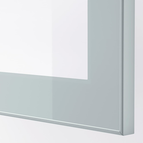 BESTÅ TV storage combination/glass doors, white Glassvik/Selsviken light grey-blue, 180x42x192 cm