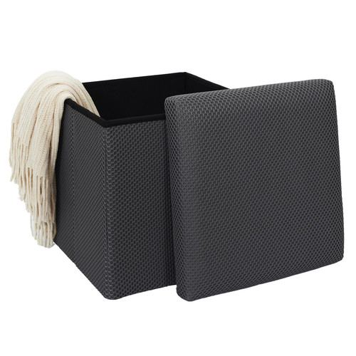 Folding Storage Pouffe Vels Atom, grey