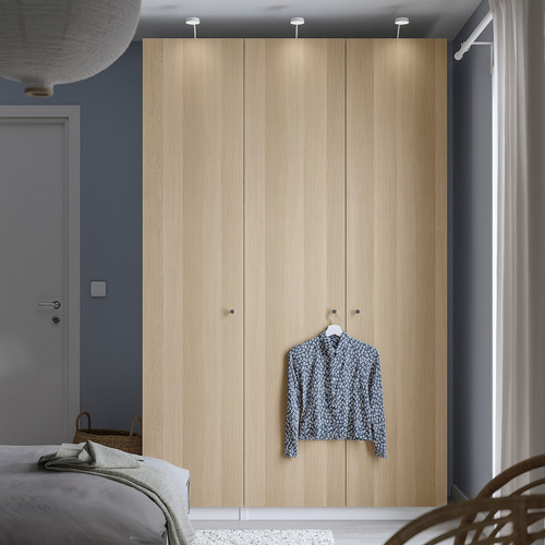 PAX / FORSAND Wardrobe combination, white/white stained oak effect, 150x60x236 cm