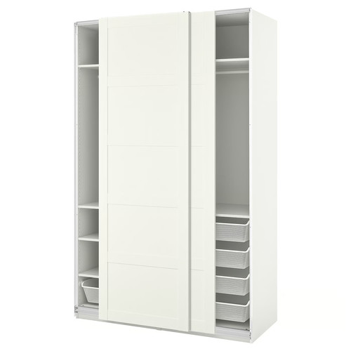 PAX / BERGSBO Wardrobe combination, white/white, 150x66x236 cm