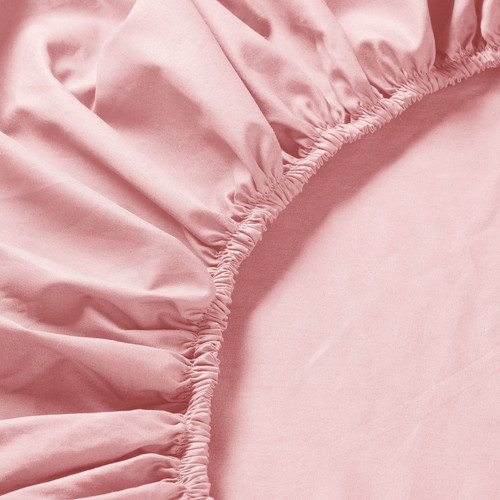 ULLVIDE Fitted sheet, light pink, 140x200 cm