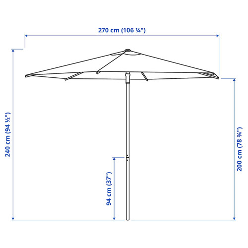 HÖGÖN Parasol, bright orange, 270 cm