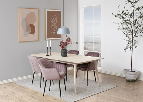 Upholstered Chair Emilia Velvet, dusty rose/black