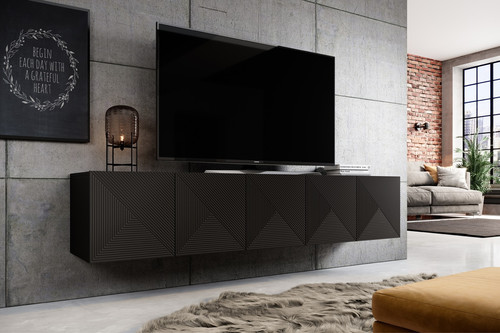 Wall-mounted TV Cabinet Asha 200 cm, matt black