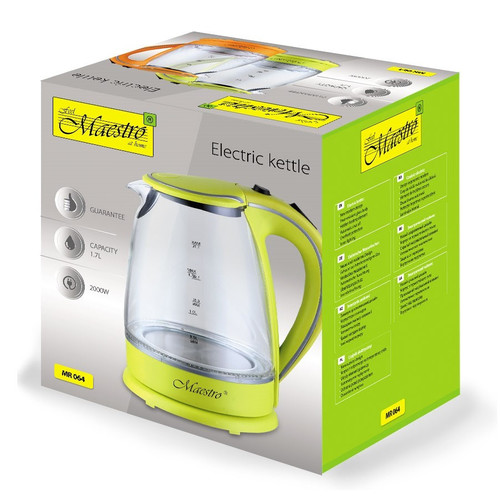 Feel Maestro 1.7L Glass Electric Kettle 2000W MR-064-ORANGE