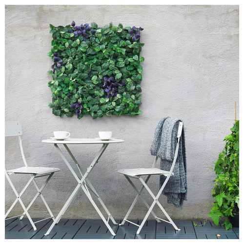 FEJKA Artificial plant, wall mounted, indoor/outdoor green/lilac, 26x26 cm