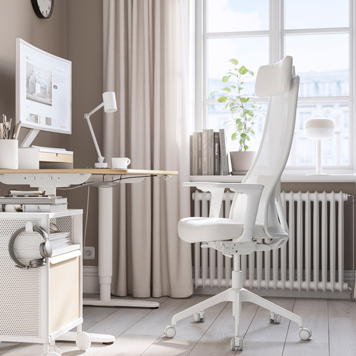 JÄRVFJÄLLET Office chair with armrests, Grann white