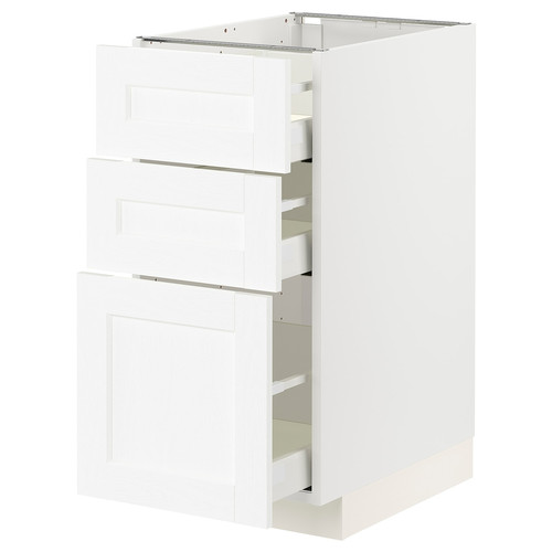 METOD / MAXIMERA Base cabinet with 3 drawers, white Enköping/white wood effect, 40x60 cm