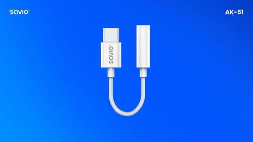 Savio Adapter Cable AK-51 USB-C - Mini Jack 3.5mm